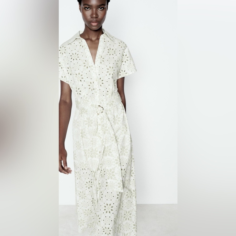 Zara Rubberized Embroidery Midi Dress - Picture 2 of 11